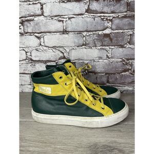 RENZO DERBY Elijah John Yarra (PH) Aevolo Green Leather Yellow Lace Sneakers 40